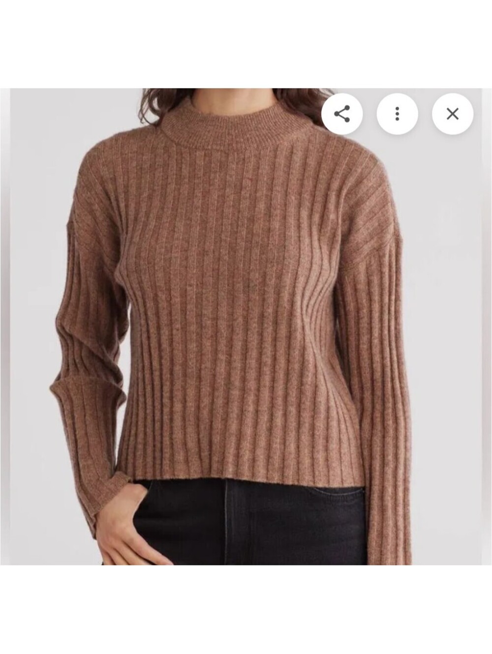 Madewell S Mockneck Cropped Sweater Rosehip Brown Wool Blend Boho Cottagecore